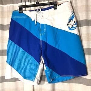 O’Rageous board shorts NWT size 36 aqua blue white